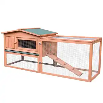 Walmart PawHut Wooden Rabbit Hutch Cage Bunny House Chicken Coop Habitats with Run offer