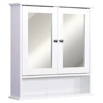 Walmart Kleankin Bathroom Storage Cabinet Wall Mounted Medicine Cabinets w/ Double Mirror Doors & Adjustable Shelf White offer
