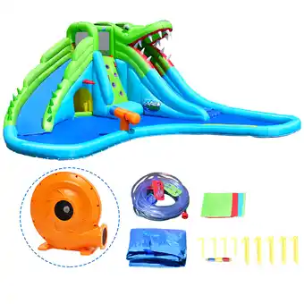 Walmart Topbuy Inflatable Splash Crocodile Water Slide Park Climbing Wall & Pool w/780W Blower offer