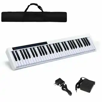 Walmart Gymax 61 Key Digital Piano Recital MIDI Keyboard White offer