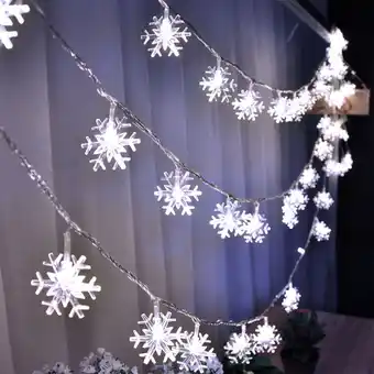 Walmart 40 LED 6 Meters Christmas Party Wedding Outdoor Decor Snowflake Light String Color:White light offer