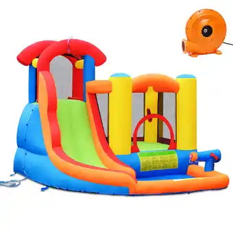 Walmart Costway Inflatable Bounce House Kid Water Splash Pool Slide Jumping Castle w/740W Blower offer
