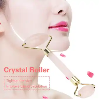 Walmart WALFRONT Natural Double Head Rose Quartz Jade Slimming Face Beauty Massage Roller, Jade Roller,Crystal Roller offer