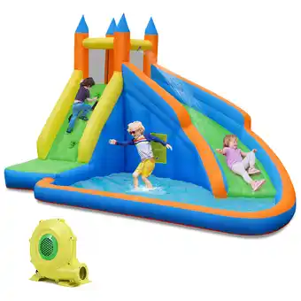 Walmart Goplus Inflatable Water Slide Mighty Bounce House Jumper Castle Moonwalk W/ 735W Blower offer