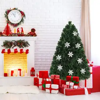 Walmart Gymax 6' Pre-Lit Multi-Color Lights Fiber Optic Artificial Christmas Tree with Snowflakes offer