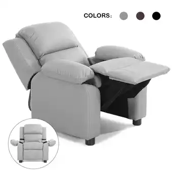 Walmart Deluxe Padded Kids Sofa Armchair Recliner Headrest Children w/ Storage Arms Gray offer