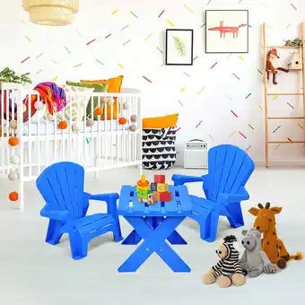 Walmart Plastic Children Kids Table & Chair Set 3pcs Play Furniture Outdoor Blue offer