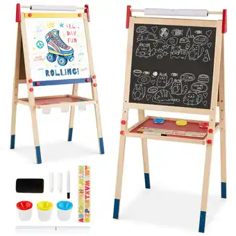 Walmart Costway All-in-One Wooden Kid's Art Easel Height Adjustable Paper Roll offer