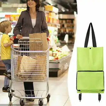 Walmart Portable Shopping Trolley Bag With Wheels Foldable Cart Rolling Grocery Bag offer