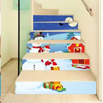 Walmart Rdeghly Stickers,Santa Claus Stickers,6pcs Waterproof Christmas Stair Wall Santa Claus Snowman Stickers Home Party Decoration offer