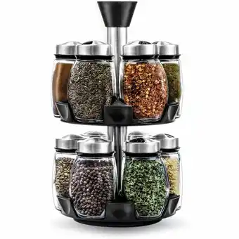 Walmart Belwares Spice Jar Rack – 12 Durable Glass Jars in Sleek & Attractive Carousel offer
