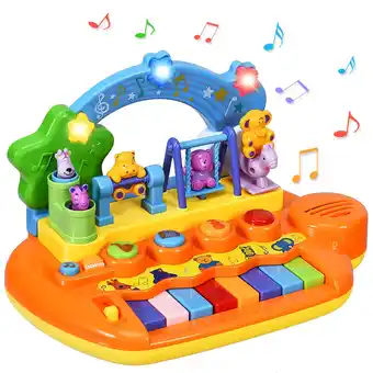 Walmart Costway Kids Rainbow Piano Keyboard 8 Keys Music Toy Gift w/ Animal Playground LED Light offer