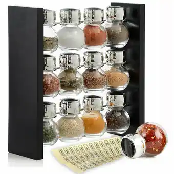 Walmart Spice Rack Stand with 12 Clear Glass Bottles Sleek and Kitchen Organizer offer