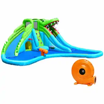 Walmart Gymax Crocodile Inflatable Water Slide Park Dual Slides Climbing Wall & Splash Pool offer