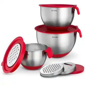Walmart Belwares Set of 3 Stainless Steel Mixing Bowls with Airtight Lids and Graters offer