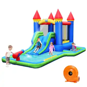 Walmart Costway Inflatable Castle Bouncer Bounce House Slide Water Park BallPit with 580W Blower offer