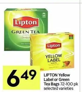 IGA Lipton Yellow Label or Green Tea Bags offer