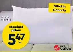 Giant Tiger standard pillow offer