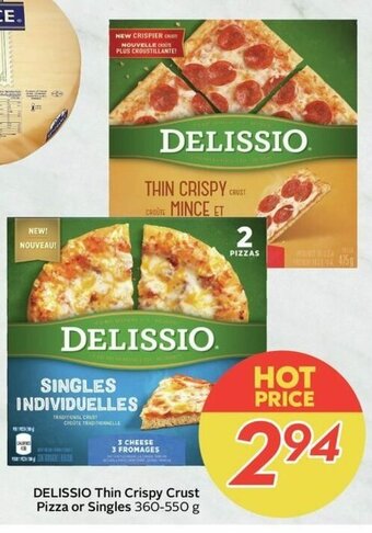Sobeys Delissio Thin Crispy Crust Pizza or Singles offer