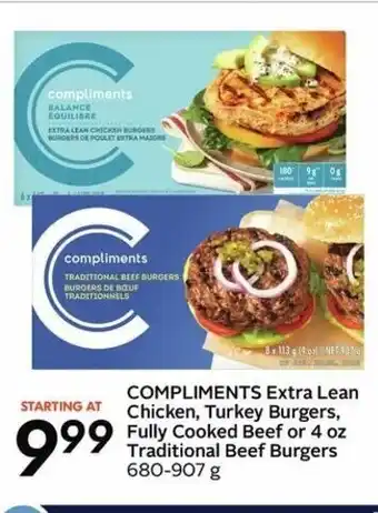 Sobeys Compliments Extra Lean Chicken, Turkey Burgers offer