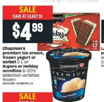 Valu-mart Chapman's Premium Ice Cream, Frozen Yogurt or Sorbet offer