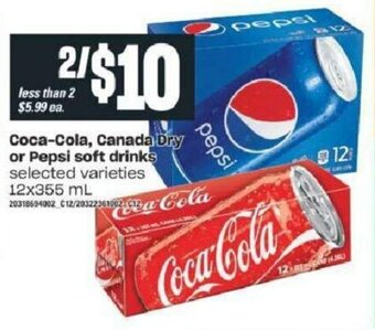 Valu-mart Coca-Cola, Canada Dry or Pepsi Soft Drinks offer