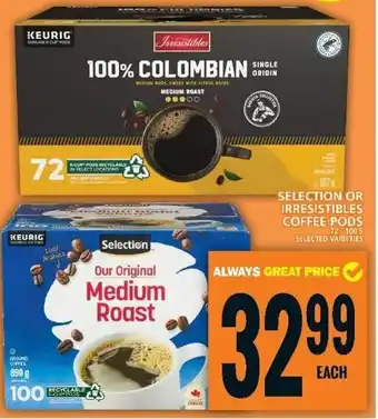 Food Basics Selection or irresistibles coffee pods offer