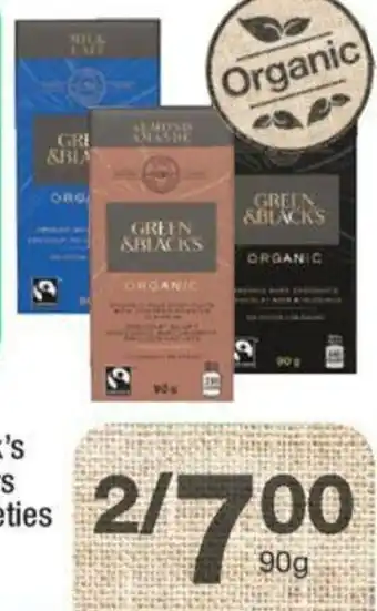 Highland Farms Green & Black Chocolate Bars offer