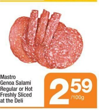 Highland Farms Mastro Genoa Salami Regular or Hot Freshly Sliced at the Deli offer