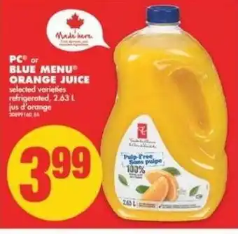 No Frills PC Blue Menu Orange Juice offer
