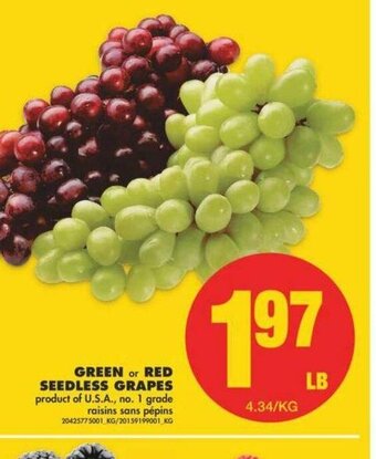 No Frills Green or Red Seedless Grapes offer