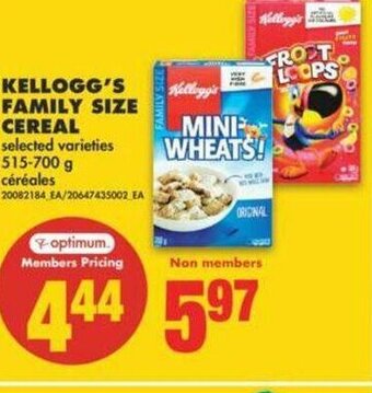 No Frills Kellogg's Family Size Cereal offer