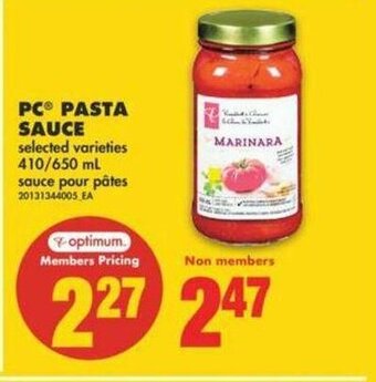 No Frills PC Pasta Sauce offer