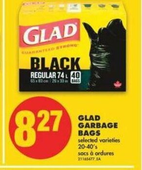 No Frills Glad Garbage Bags offer