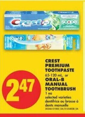 No Frills Crest Premium Toothpaste offer