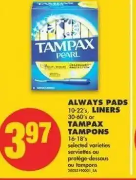 No Frills Always Pads Liners offer