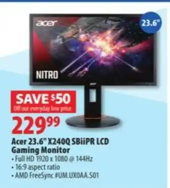 London Drugs Acer 23.6 X240Q SBiiPR LCD Gaming Monitor offer