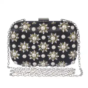 Giant Tiger Nicci Black Embellished Evening Bag with Flower Design offer