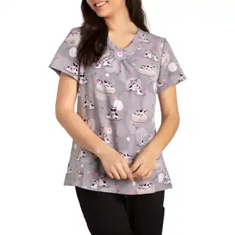 Giant Tiger White Cross Women's Pug Print Scrub Top - XS-XXL offer