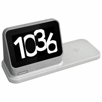 Best Buy Lenovo Smart Clock 2 with Wireless Charging Dock - Heather Grey offer