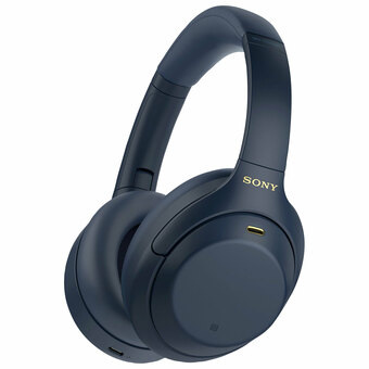 Best Buy Sony WH-1000XM4 Over-Ear Noise Cancelling Bluetooth Headphones - Blue offer