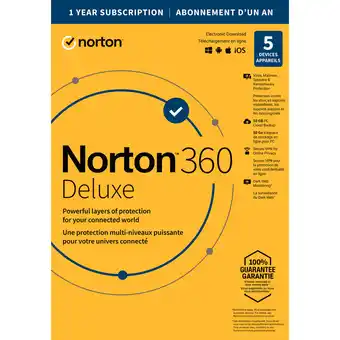 Norton 360 Deluxe (PC/Mac) - 5 Devices - 1-Year Subscription w/Auto Renewal