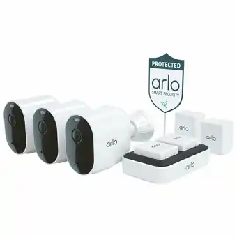 Best Buy Arlo Pro 4 Wire-Free Outdoor 2K HD Camera Security Bundle - White - 3-Pack offer