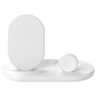 Best Buy Belkin BOOST CHARGE Qi 3-in-1 Wireless Charging Dock for Apple Devices (WIZ001ttWH) - White offer