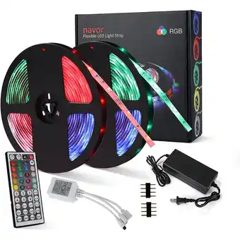 Best Buy Navor LED Light Strip, 10M/32.8Ft 300LEDs RGB SMD 5050 Color Changing with 44-Keys Remote Control, IP65 Waterproof offer