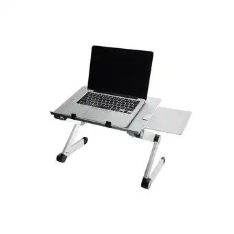 Best Buy ISTANT™ Portable Laptop Table Laptop Tray, Computer Desk with 2 Cooling Fans and Removable Mouse Pad, Silver offer