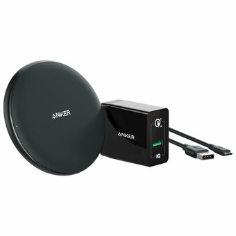 Best Buy Anker PowerWave 10W Wireless Charging Pad with Wall Charger (B2503J12-5) - Black offer