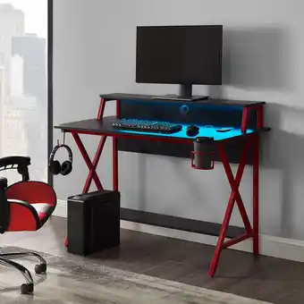Best Buy LHD 48" Turbo Gaming Desk w/ USB Ports, Wireless Charging, LED Lighting & Added Storage - Red offer