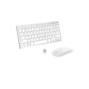 Best Buy Slim 2.4Ghz Wireless Keyboard and Mouse Combo - White & Silver offer
