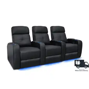 Best Buy Valencia Verona Premium Top Grain 9000 Leather Power Recliner LED Lighting Home theatre Seating - 3-Seats offer